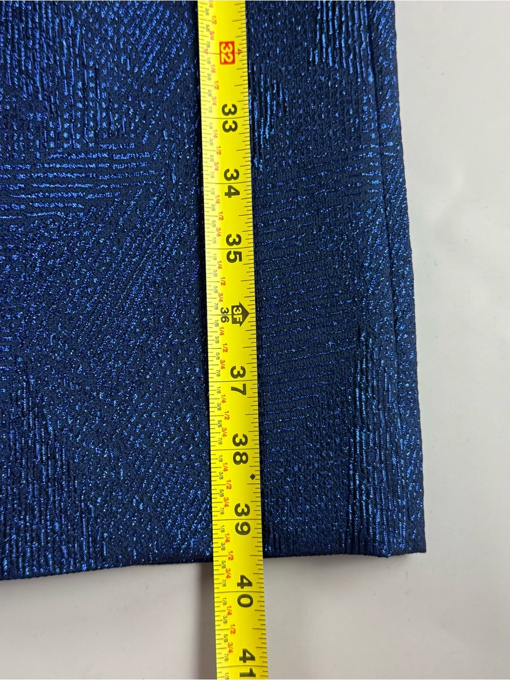 Teri Jon Rickie Freeman Sapphire Blue Metallic Off Shoulder Cocktail Dress 4 - Picture 11 of 14